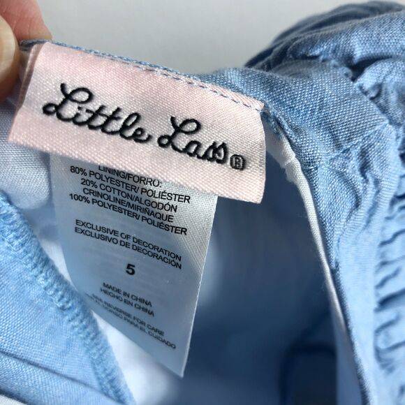 Little Lass Blue Dress With White Flowers Girls Toddler Size 5 - Picture 3 of 9